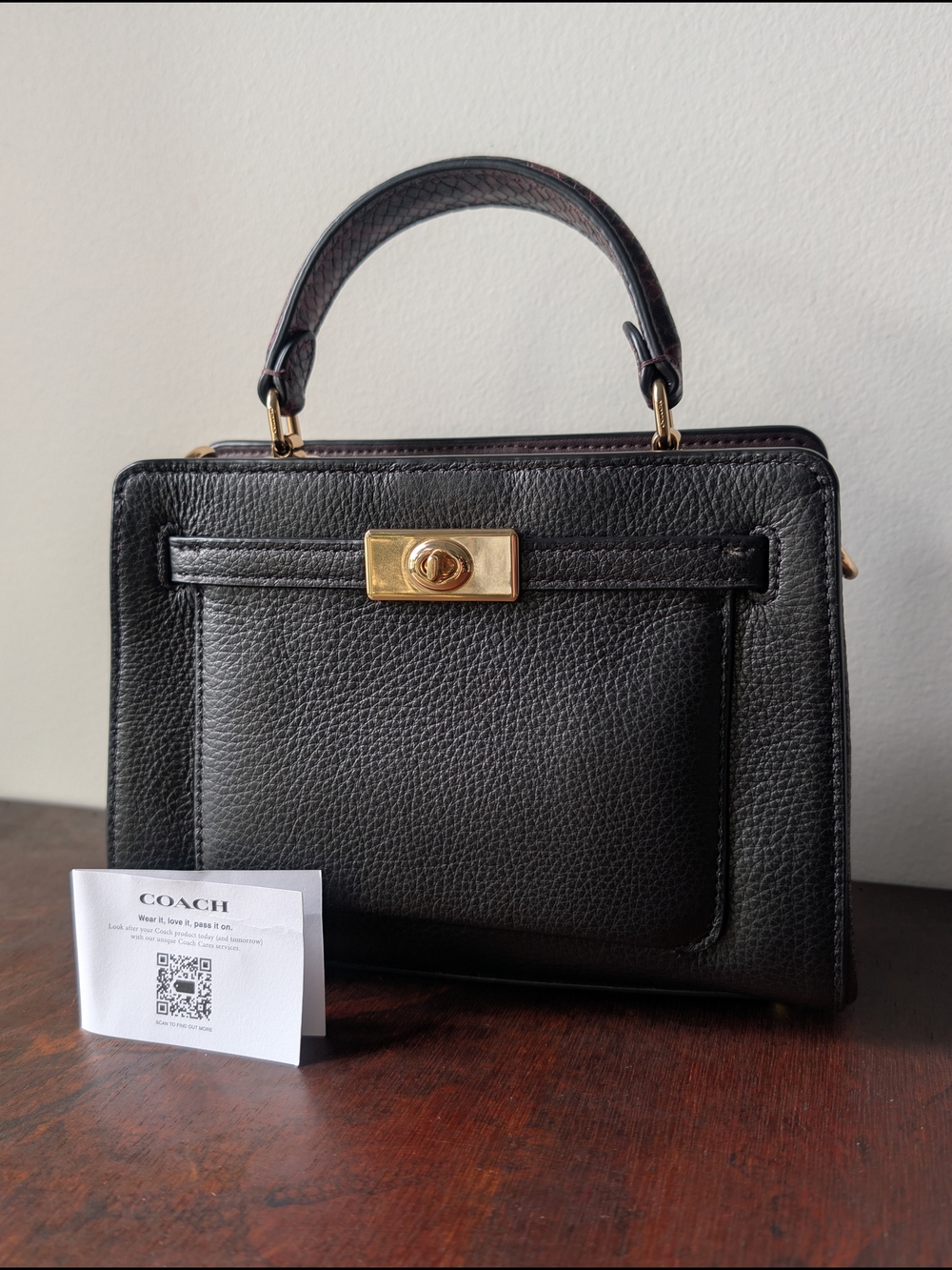 COACH MINI Lane Top Handle Snake Embossed Pebbled Leather NWOT